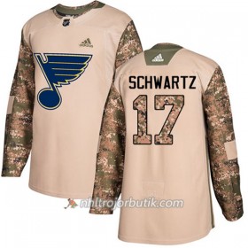 Män Ishockey St. Louis Blues Tröja Jaden Schwartz 17 Adidas 2017-2018 Camo Veterans Day Practice Authentic